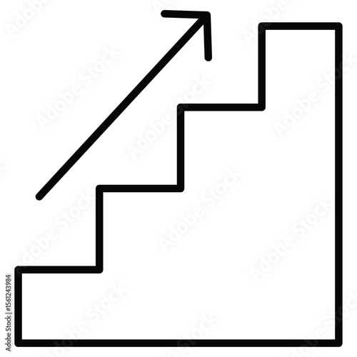 stairs icon Black and white outline flat sign vector