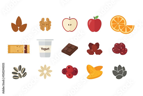 Healthy Snack Assortment Isolated on White Background Still Life
