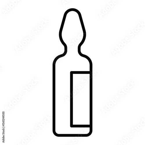 vial medical icon Black and white outline flat sign vector