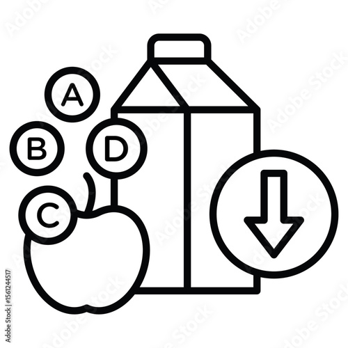 Vitamin deficiency icon Black and white outline flat sign vector