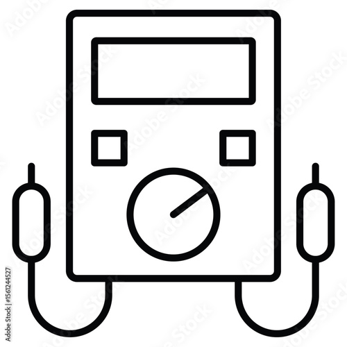 voltmeter icon Black and white outline flat sign vector