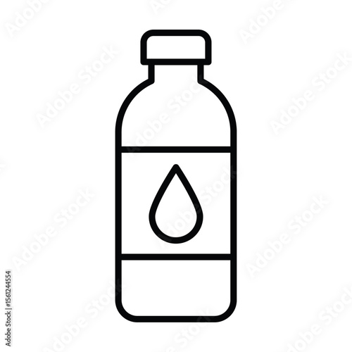 Water bottle icon Black and white outline flat sign vector