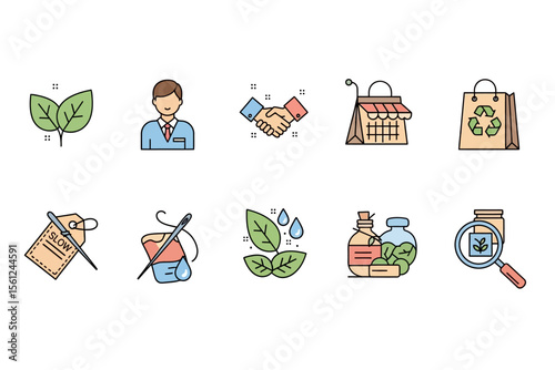 Eco Friendly Products Icon Set for Sustainable Living