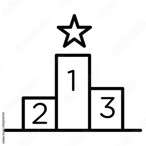winner podium icon Black and white outline flat sign vector