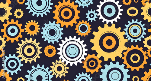 Gear wheels pattern, Seamless gear pattern, Mechanical gears, Cogwheel pattern, Gear vector background, Industrial pattern, Engineering gears, Machinery pattern, Gear texture, Repeating gear design, S