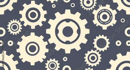 Gear wheels pattern, Seamless gear pattern, Mechanical gears, Cogwheel pattern, Gear vector background, Industrial pattern, Engineering gears, Machinery pattern, Gear texture, Repeating gear design, S