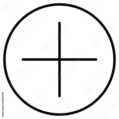 Add Icon Black and white outline flat sign vector