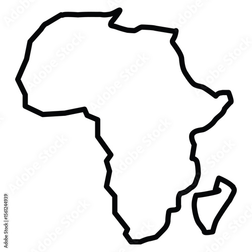 africa map icon Black and white outline flat sign vector