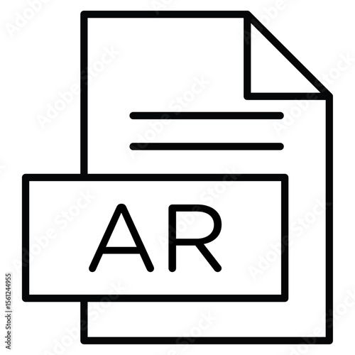 AR File Document Icon Black and white outline flat sign vector