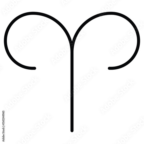 Aries zodiac sign icon Black and white outline flat sign vector
