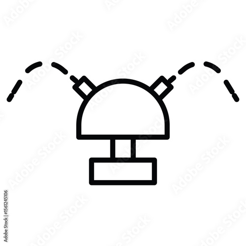 Automatic irrigation sprinklers icon Black and white outline flat sign vector