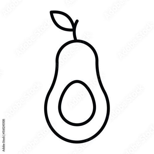 avocado icon Black and white outline flat sign vector