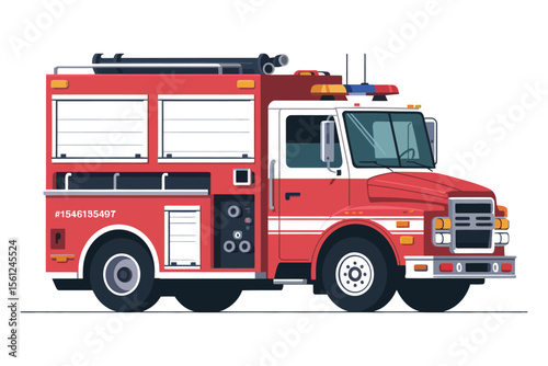 Emergency Fire Truck  Modern Flat Vector Vehicle Design