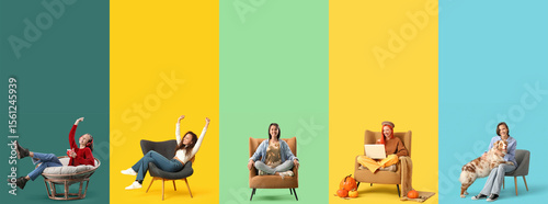 Group of different women si...