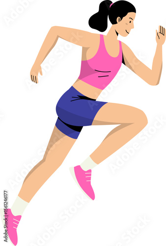Young Woman Running Vector Illustration
