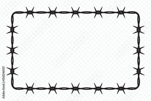 editable scalable barbed wire border outline vector for danger warning signs security themed design projects