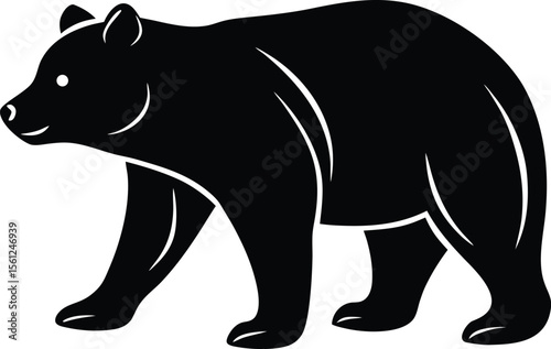 A simple silhouette of a bear walking