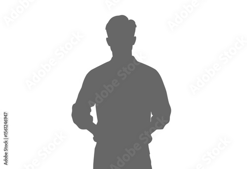 Silhouette of a man standing with hands on hips against white background  
