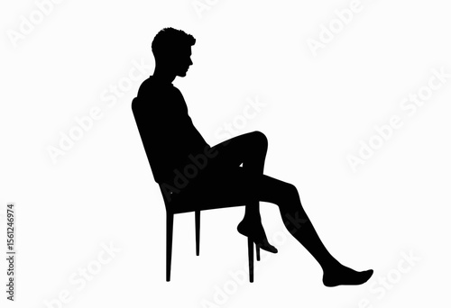 Silhouette of a seated man with legs crossed in a chair  