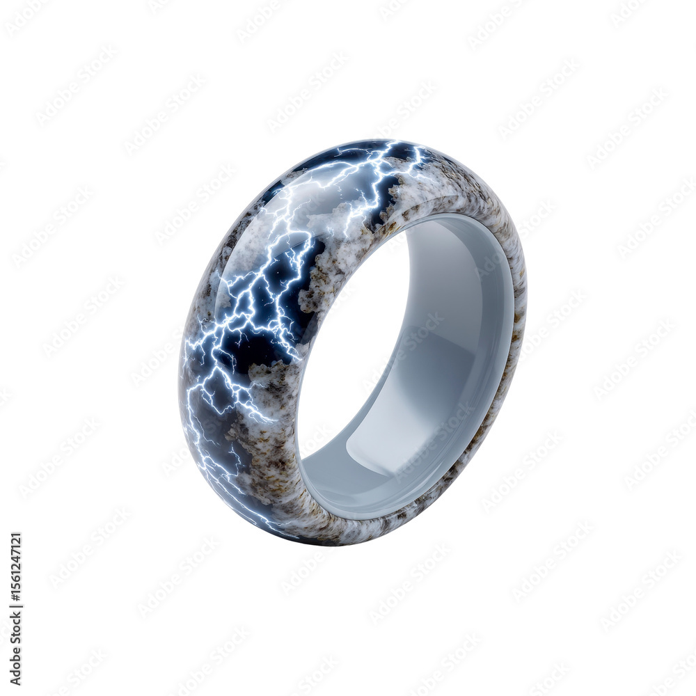 Striking Lightning Ring A Mystical Stone Ring Design with Electric Blue Bolts Striking Lightning Ring A Mystical Stone Ring Design with Electric Blue Bolts