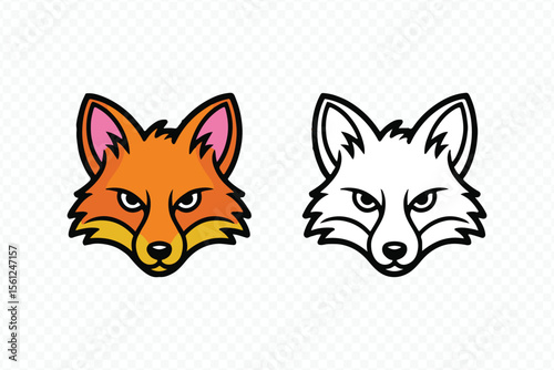 fox head vector pack featuring colourful geometric and monochrome minimalistic fox head silhouettes for branding