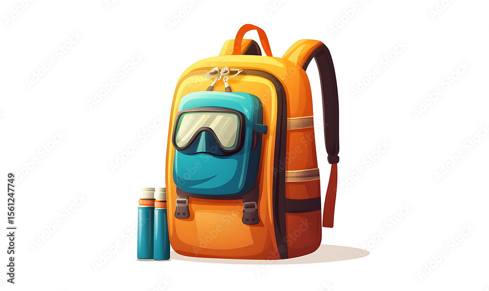 Fototapeta premium A collection of tropical beach travel elements and summer vacation scenes, perfect for commercial use and design assets.