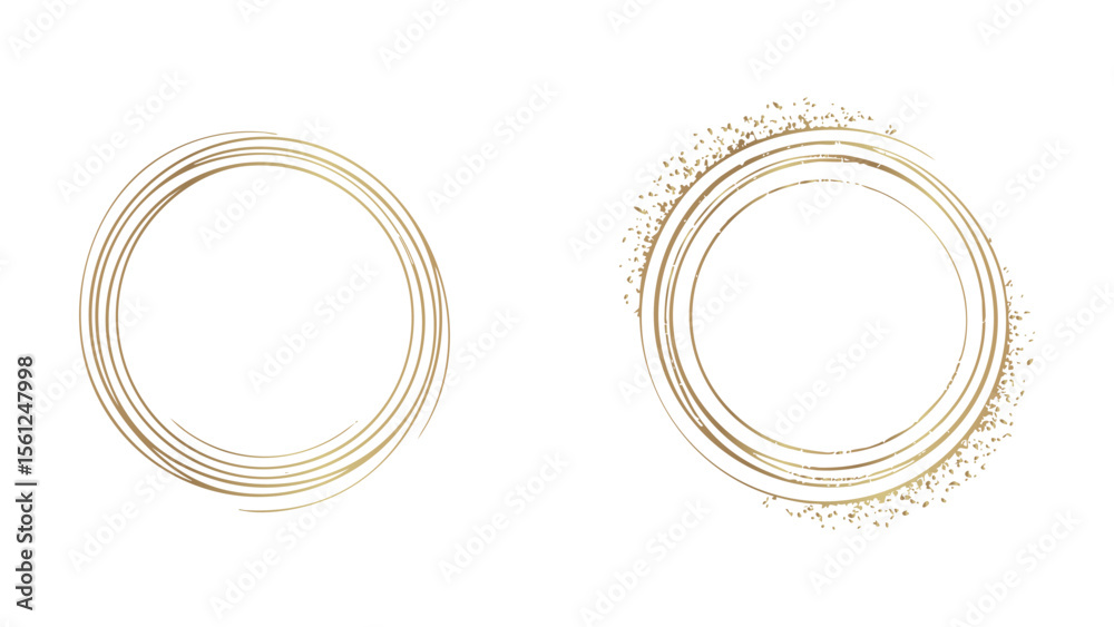 Luxury Gold Grunge Round Circle Outline Set Luxury Gold Grunge Round Circle Outline Set