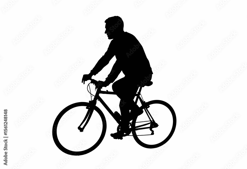 Obraz premium Silhouette of man riding bicycle against white background 