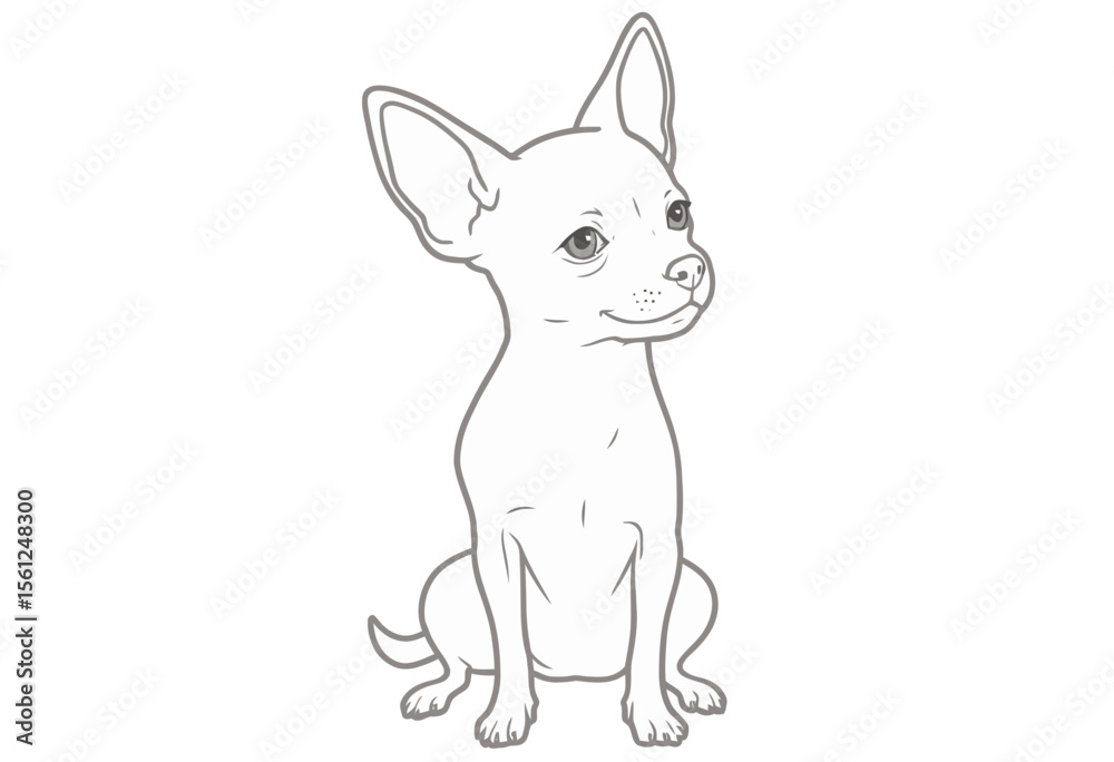 Obraz premium Cute Chihuahua dog illustration sitting with a happy expression 