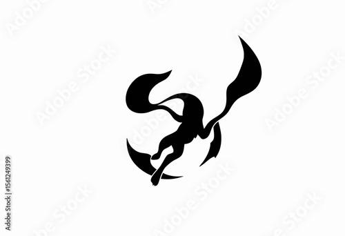 Abstract black silhouette of a dancer in motion  