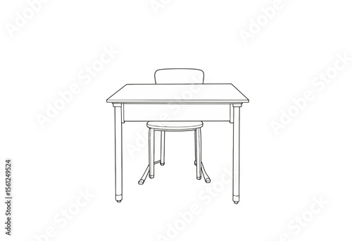 Simple drawn table and chair set in minimalist design  