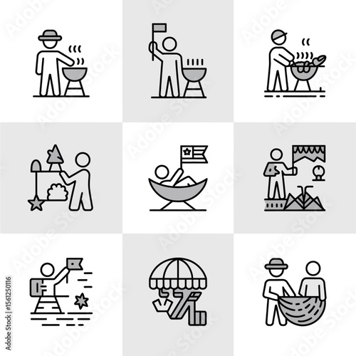 Labor Day & Workers Icons Set: Various Professions and Occupations