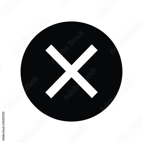 Black Circle with White X Symbol cross