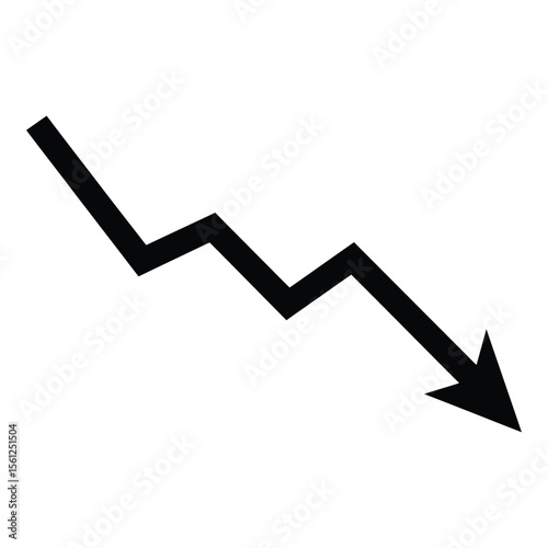 Black Downward Arrow on White Background decrease decline