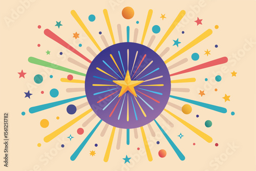 Celebrating Success A Festive Burst of Stars and Joyful Colors