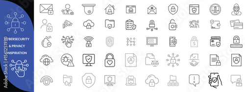 cybersecurity & privacy inspiration icon set 