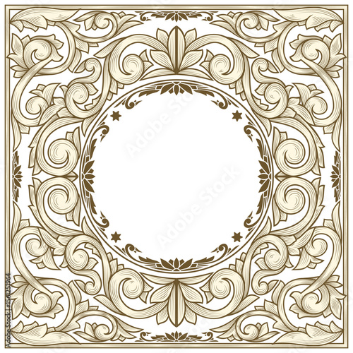 Decorative ornate retro floral blank card template