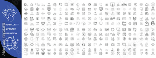 cybersecurity & privacy inspiration icon set 