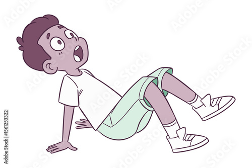 Shocked Child Illustration: An illustration of a child is lying down and looking upward in a state of amazement or surprise, with an open mouth and wide eyes, against a simple backdrop. 