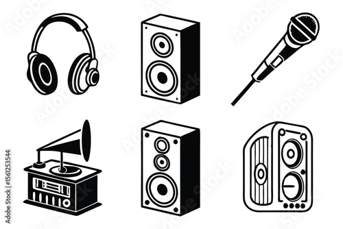 set of retro microphone icons