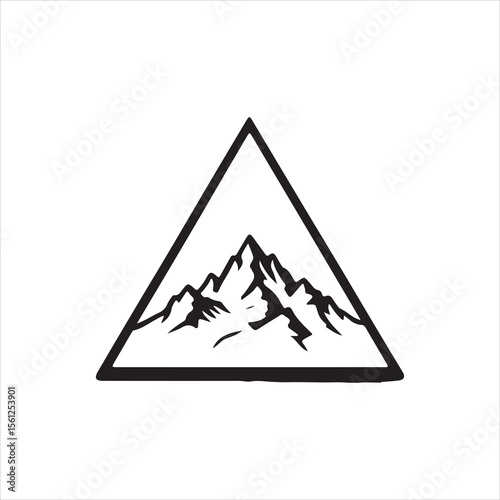 Mountain Peak in Triangle Frame Logo – Minimalist Adventure Symbol