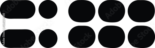 Vector art of a pattern of black semicircles and quarter circles isolated on white background.