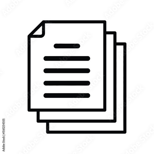 Stacked Paper Documents with Horizontal Lines Icon