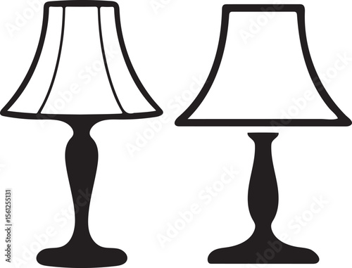 two table lamps in silhouette style isolated on transparent background