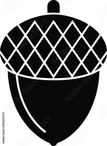 Single black and white acorn illustration
