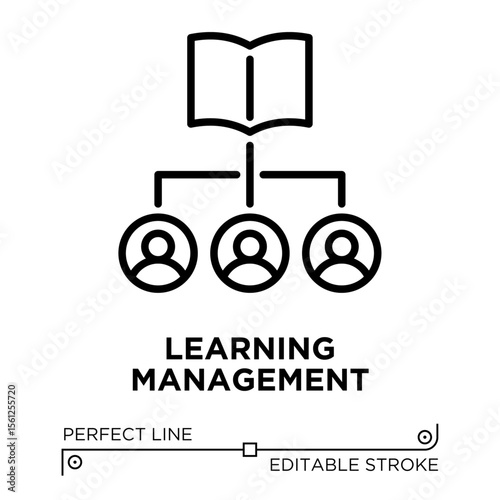The line icon vector illustrates learning management system (LMS). The line icon is isolated on a transparent background and can be edited as needed