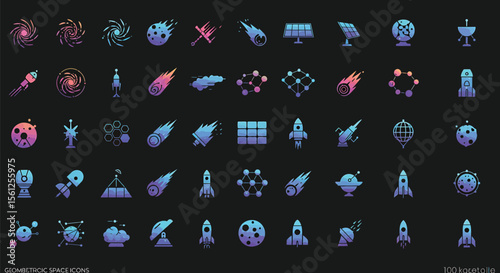 Cosmic Exploration Pixel Art Icon Sheet for Space, Astronomy, and Science Projects