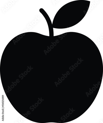 Simple black silhouette of an apple fruit
