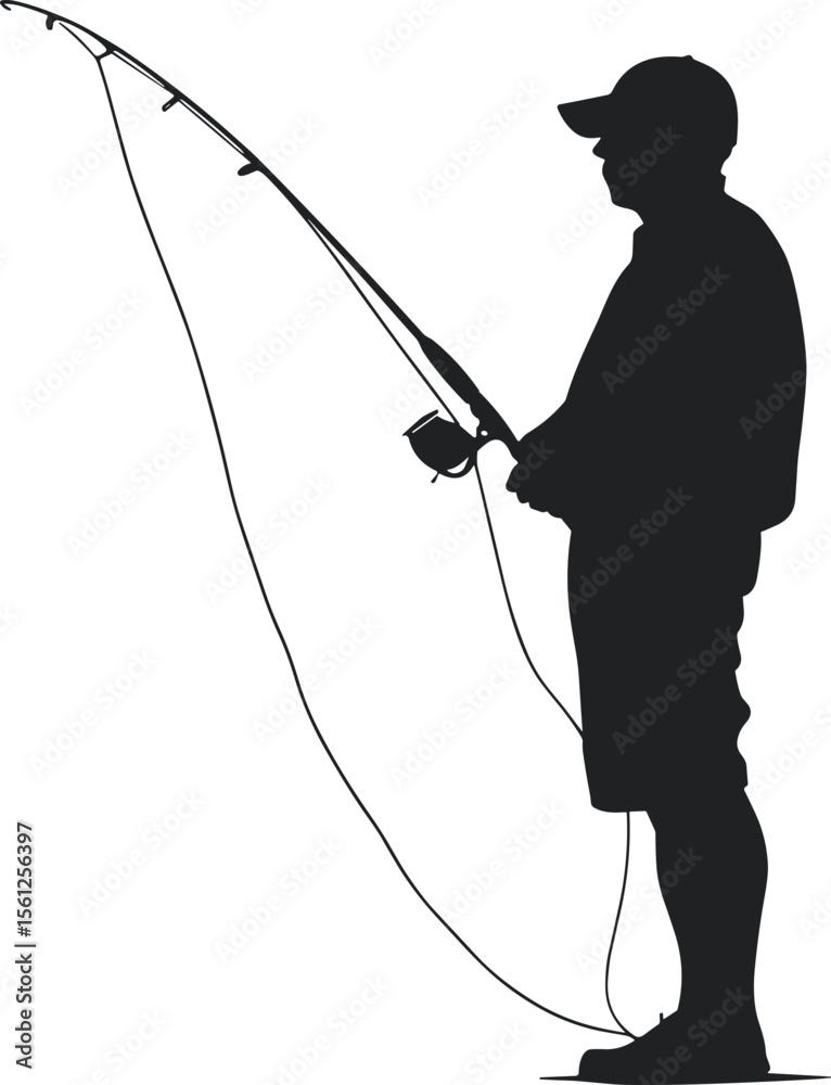 Obraz premium 낚시 실루엣 일러스트