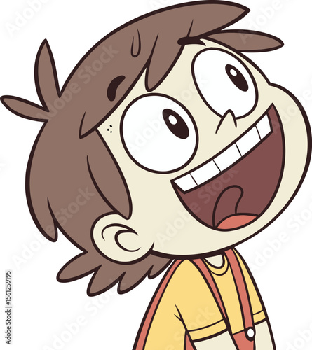 Girl laughing with mouth wide open and eyes closed in a burst of uncontainable joy and expressive cheerful reaction